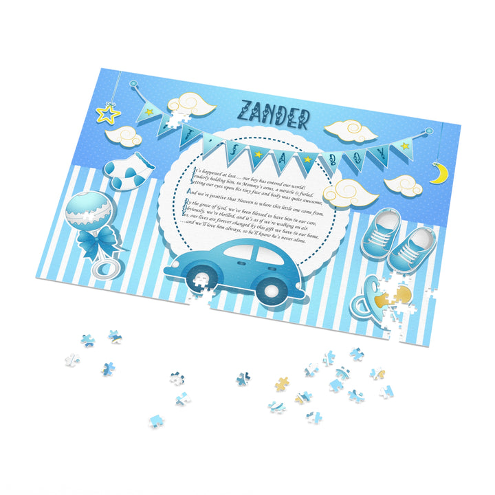 It's a Boy Acrostic Poem Puzzle - Blue Stripes - Tin Box - Personalized