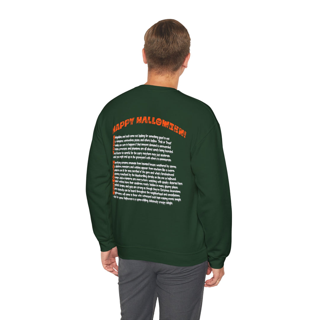 Happy Halloween Acrostic Poem Sweatshirt - "Rock On" Hand and Zombies