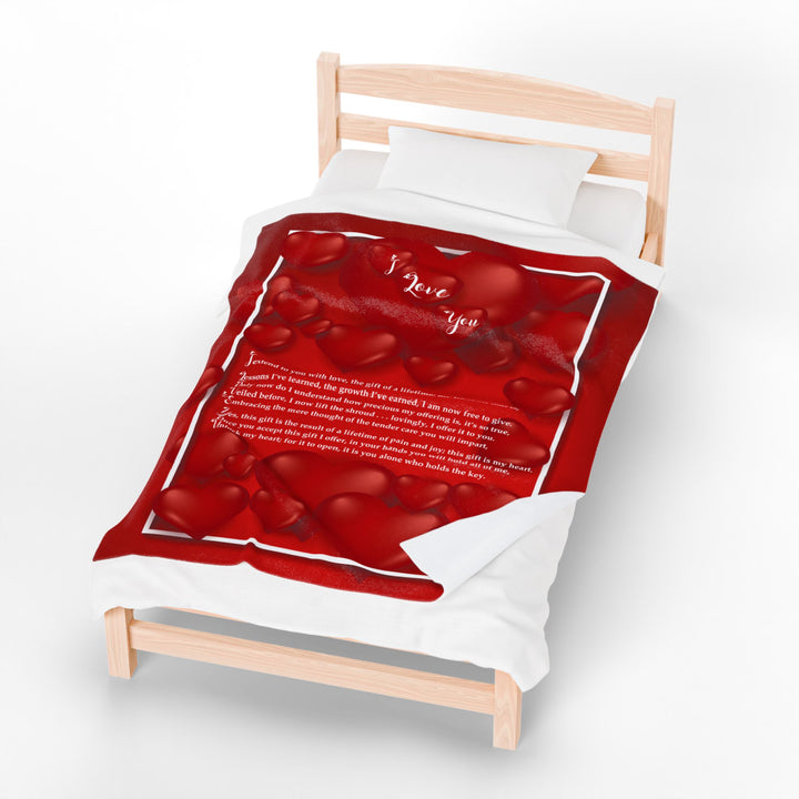 I Love You Acrostic Poem Velveteen Plush Blanket - Red