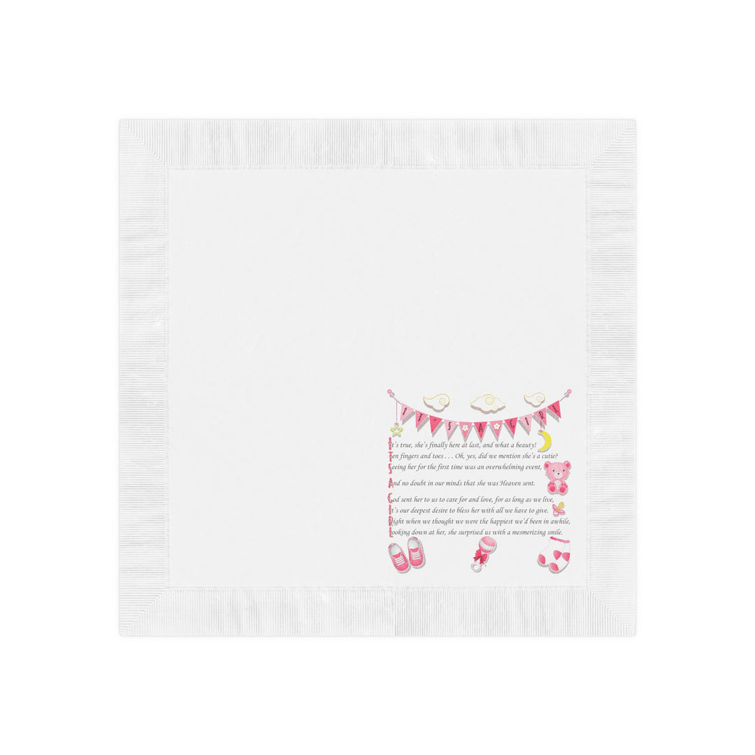 Baby Steps "It's a Girl" White Coined Napkins