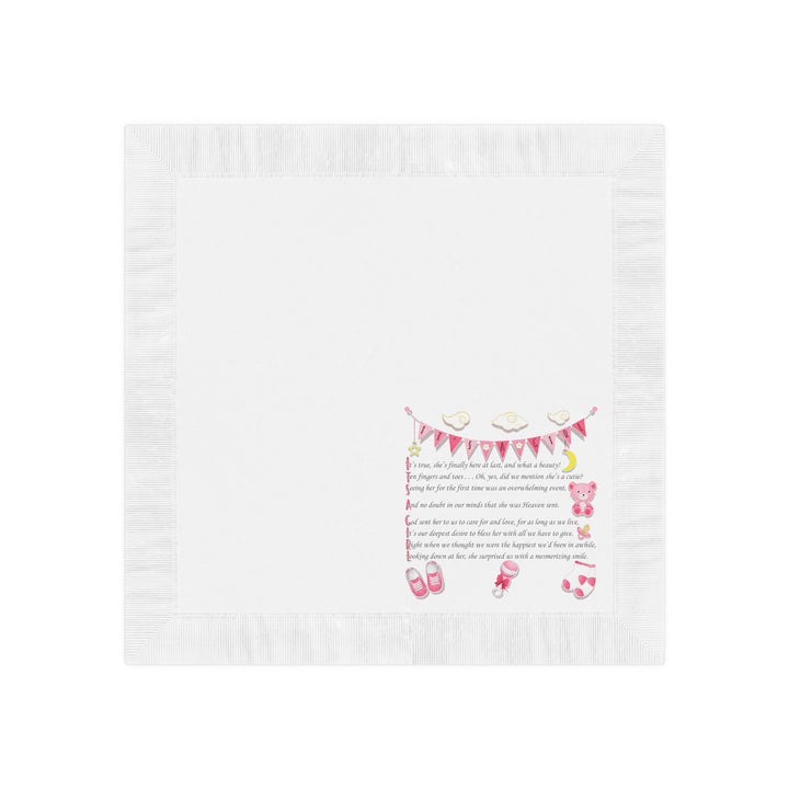 Baby Steps "It's a Girl" White Coined Napkins