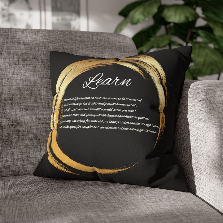 "Learn" Acrostic Poem Pillow Cover from "Learn, Lead, Believe" - Red