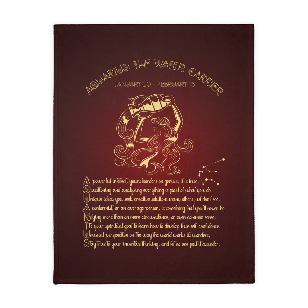 Aquarius Acrostic Poem Velveteen Microfiber Blanket (Two-sided print)