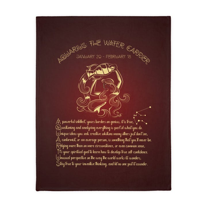 Aquarius Acrostic Poem Velveteen Microfiber Blanket (Two-sided print)