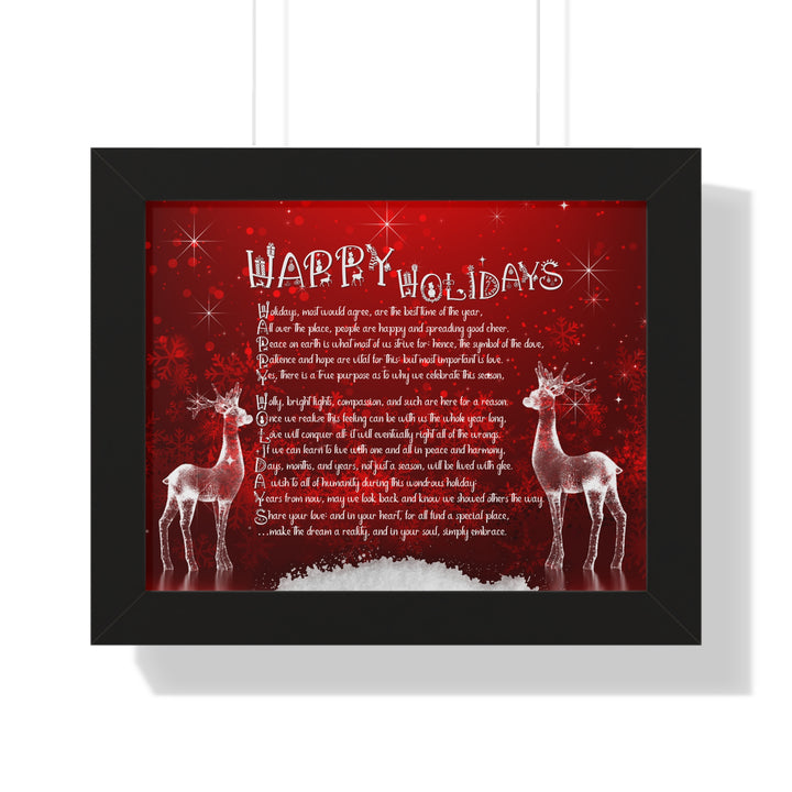 It's Just a Phrase "Happy Holidays" Framed Horizontal Acrostic Poem Poster