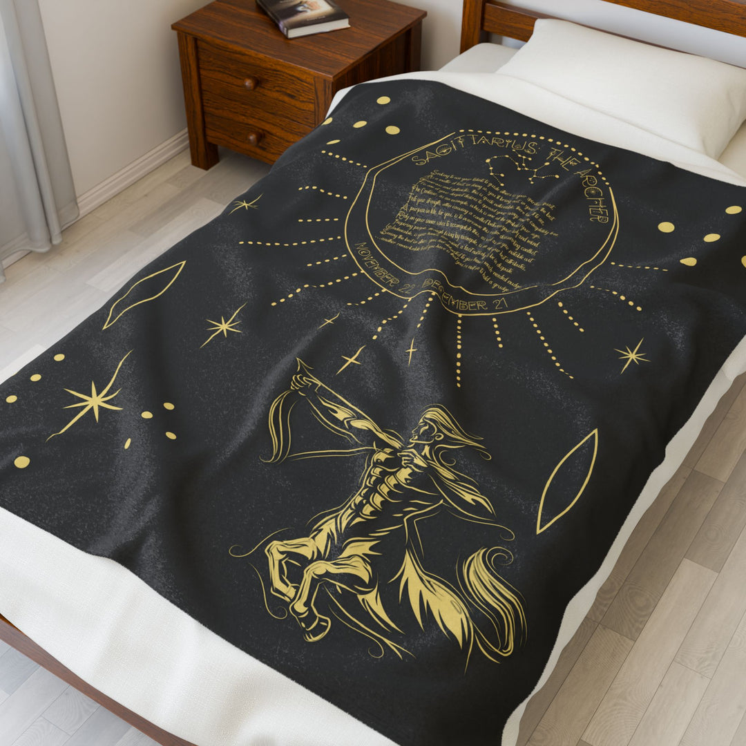 Sagittarius Acrostic Poem Velveteen Blanket