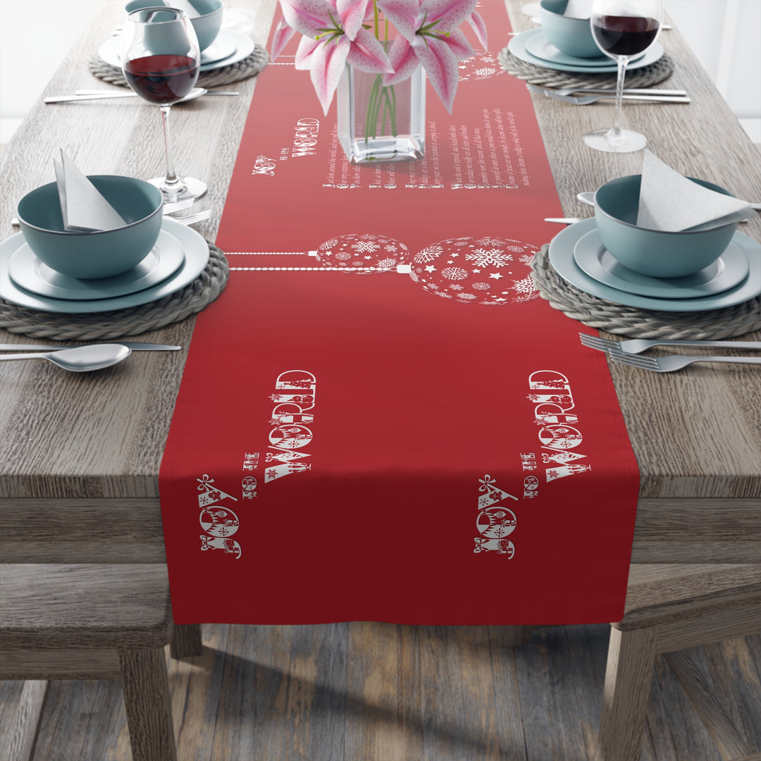 Joy to the World Acrostic Poem Table Runner - Red-Ornaments