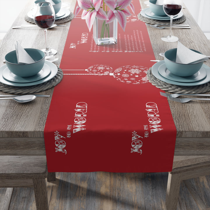 Joy to the World Acrostic Poem Table Runner - Red-Ornaments