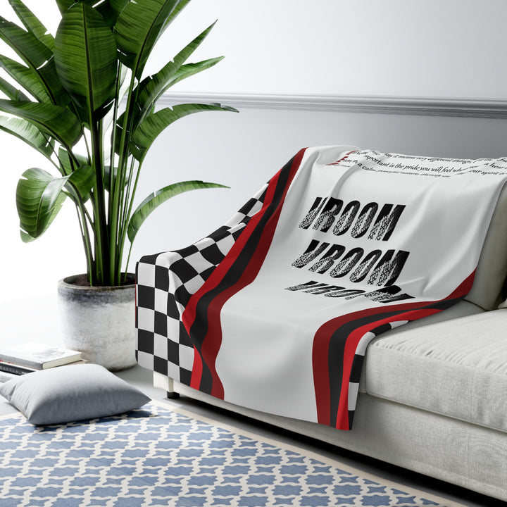 "Namesakes" Acrostic Poem Sherpa Fleece Blanket - Vroom Vroom