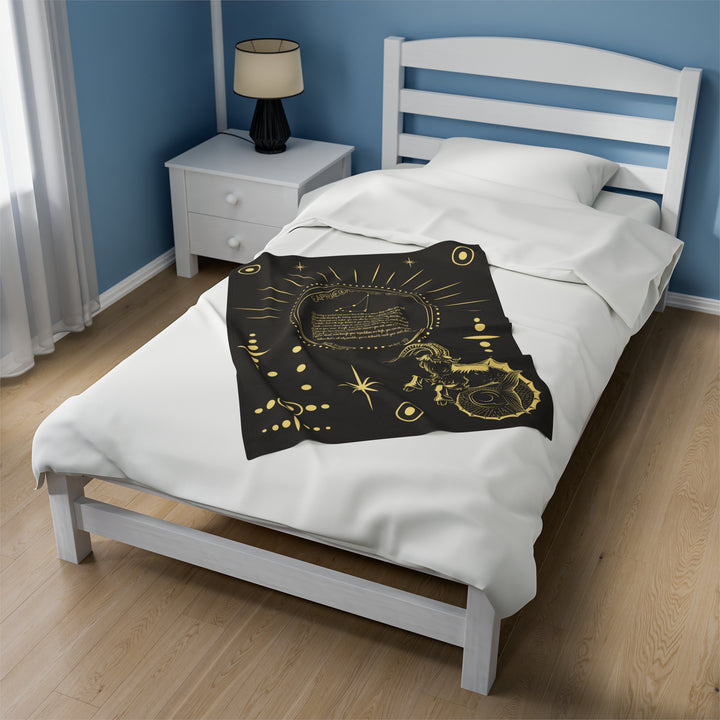 Written in the Stars Velveteen plush blanket with acrostic poem spelling out "Capricorn"