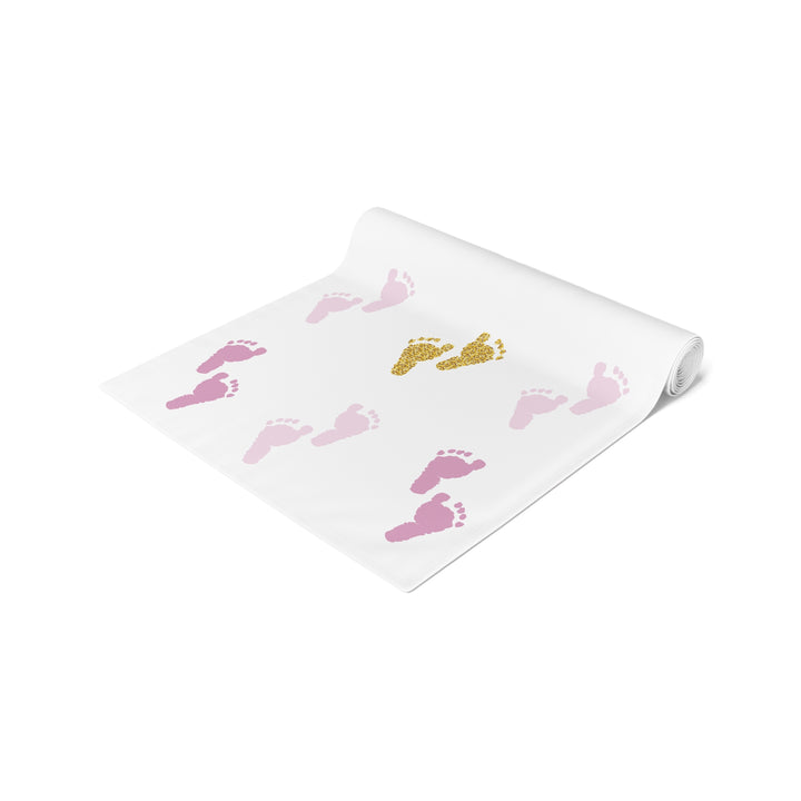 “Baby Feet” Table Runner - Pink-Gold - No Personalization