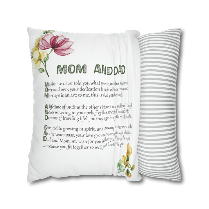 It's Just a Phrase "Mom and Dad" Acrostic Poem Pillow Case/Cover - White