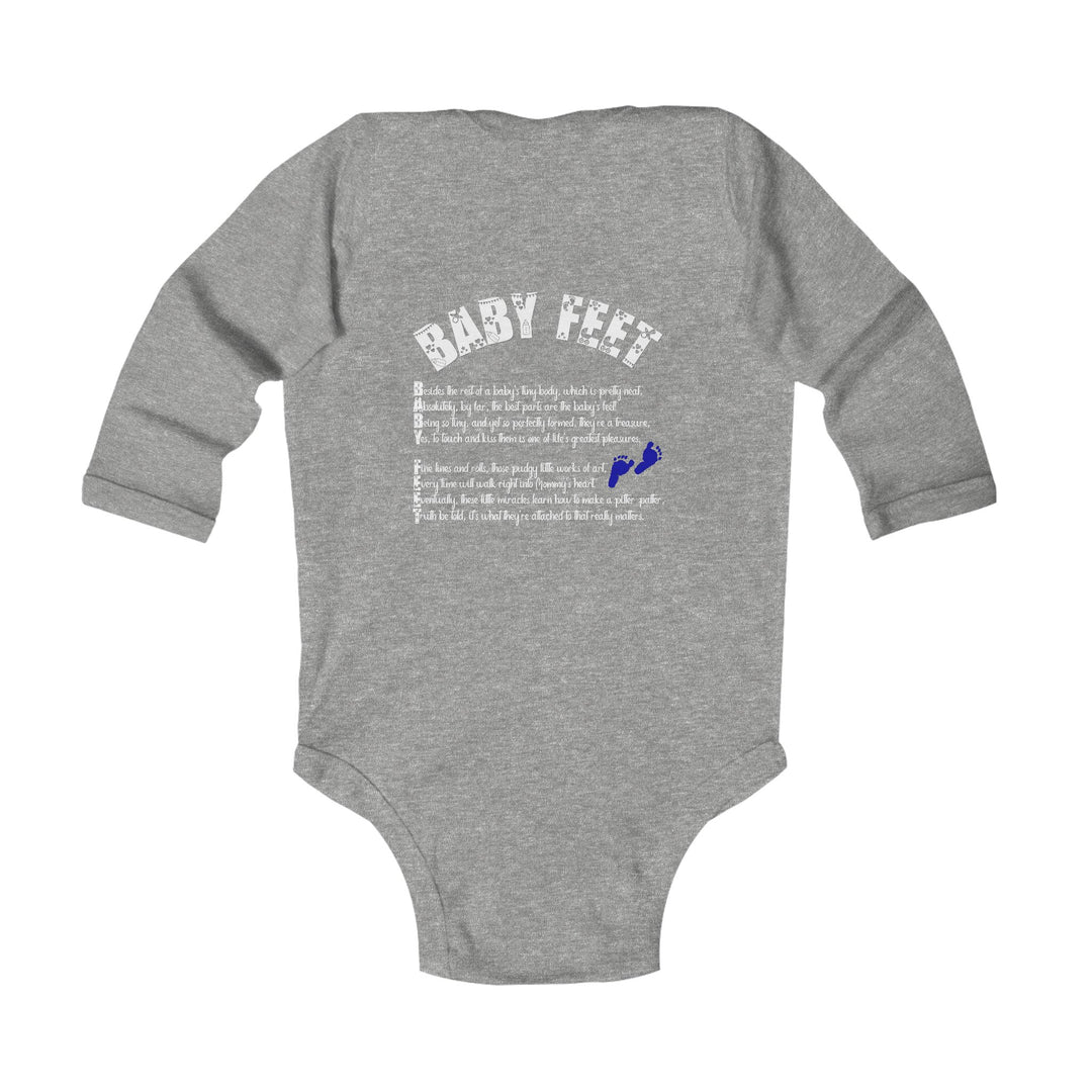 Baby Feet Acrostic Poem Long Sleeve Bodysuit - Blue Footprints