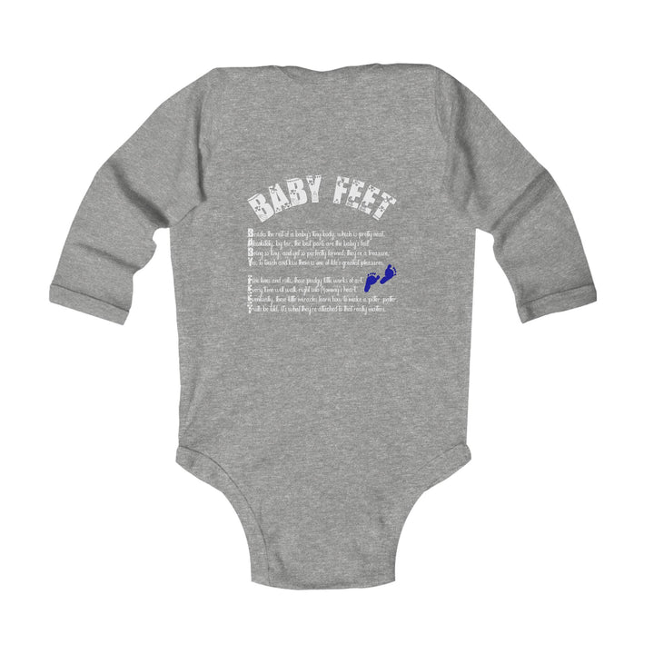 Baby Feet Acrostic Poem Long Sleeve Bodysuit - Blue Footprints