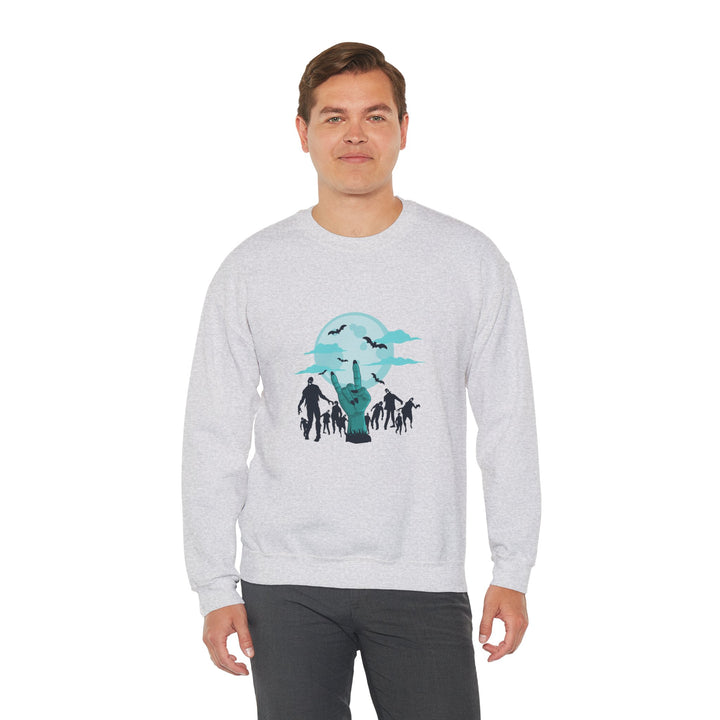 Happy Halloween Acrostic Poem Sweatshirt - "Rock On" Hand and Zombies