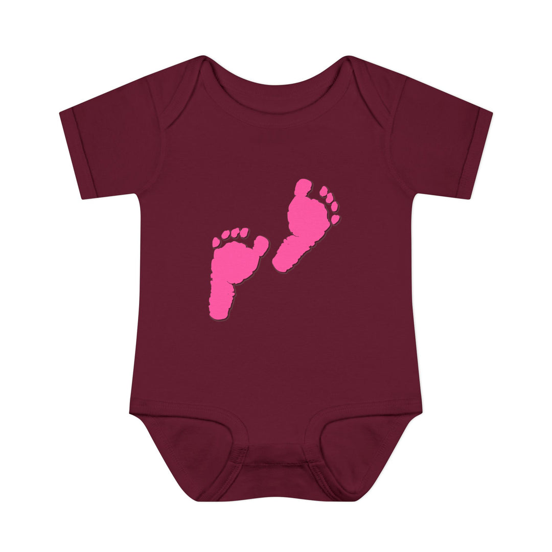 Baby Steps "Baby Feet" Acrostic Poem Bodysuit - Pink Footprints