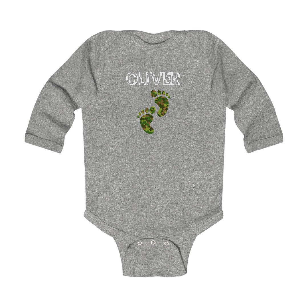 Baby Feet Acrostic Poem Infant Long Sleeve Bodysuit - Camo - Personalized