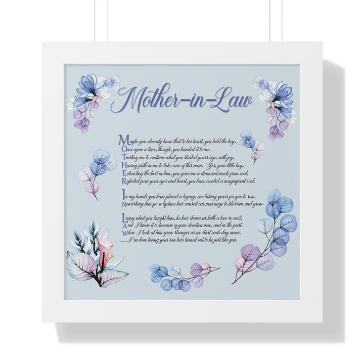 Framed Print - Acrostic Poem "Mother-in-Law" Floral Design