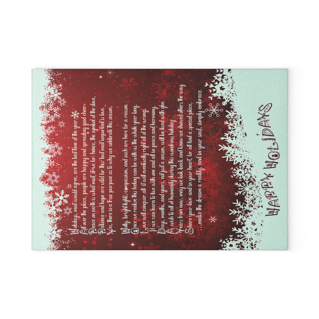 Happy Holidays Holidays Acrostic Poem Glass Cutting Board - Red - 2