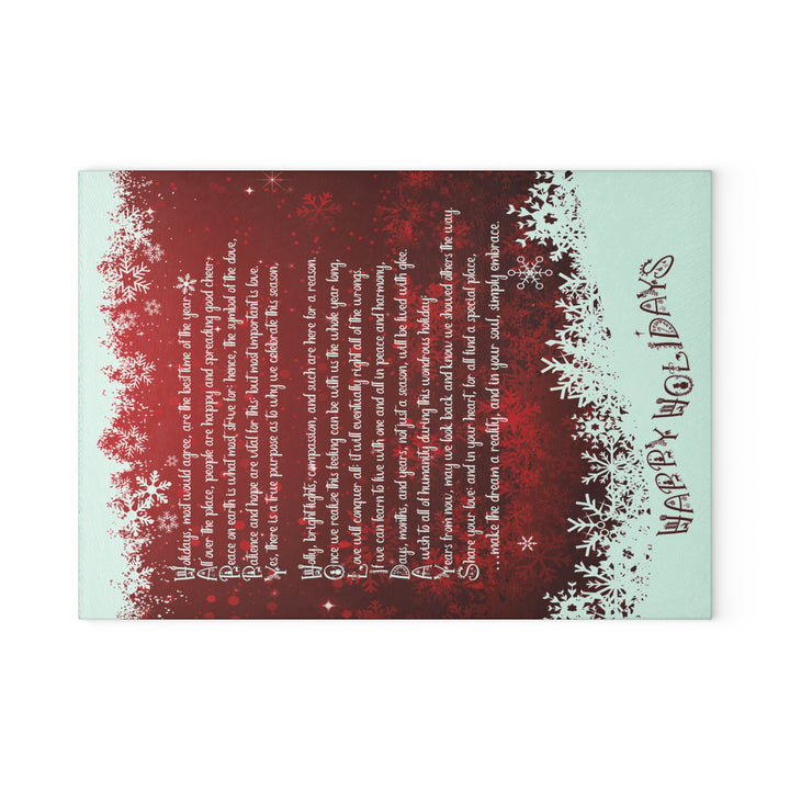 Happy Holidays Holidays Acrostic Poem Glass Cutting Board - Red - 2