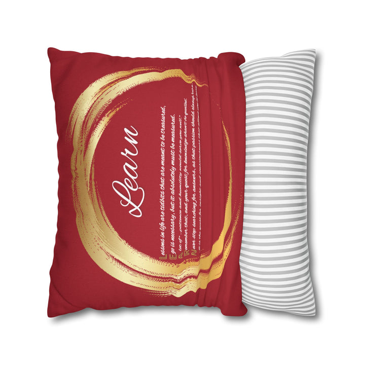 "Learn" Acrostic Poem Pillow Cover from "Learn, Lead, Believe" - Red