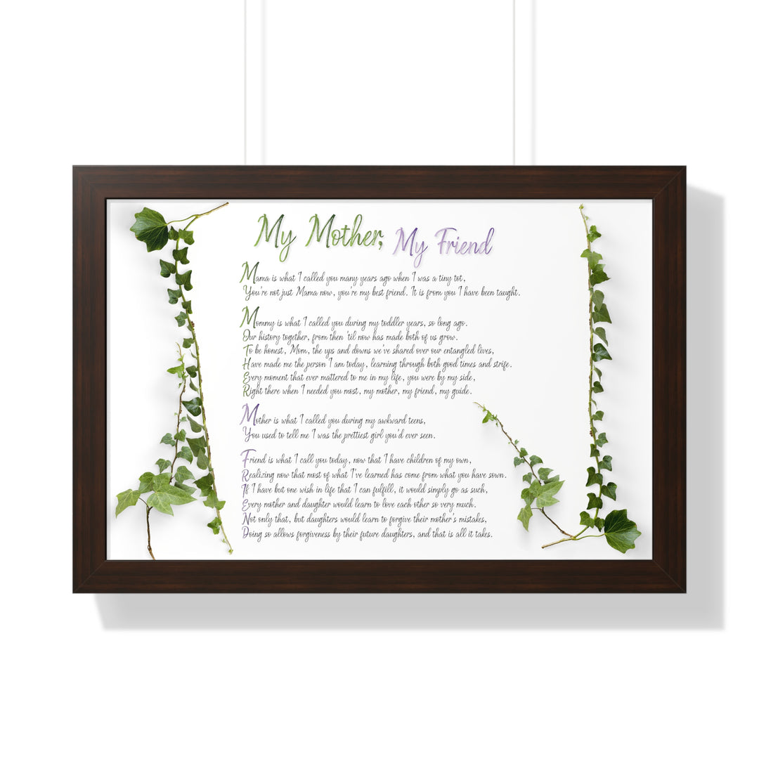 It's Just a Phrase "My Mother, My Friend" Framed Acrostic Poem Print
