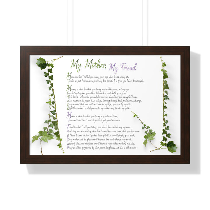 It's Just a Phrase "My Mother, My Friend" Framed Acrostic Poem Print