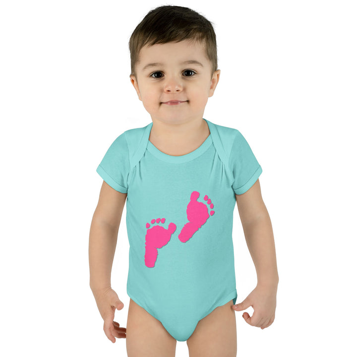 Baby Feet Acrostic Poem Bodysuit - Pink Footprints