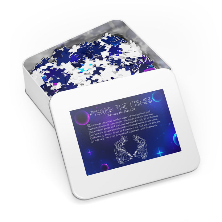 Pisces Acrostic Poem Puzzle - Tin Box