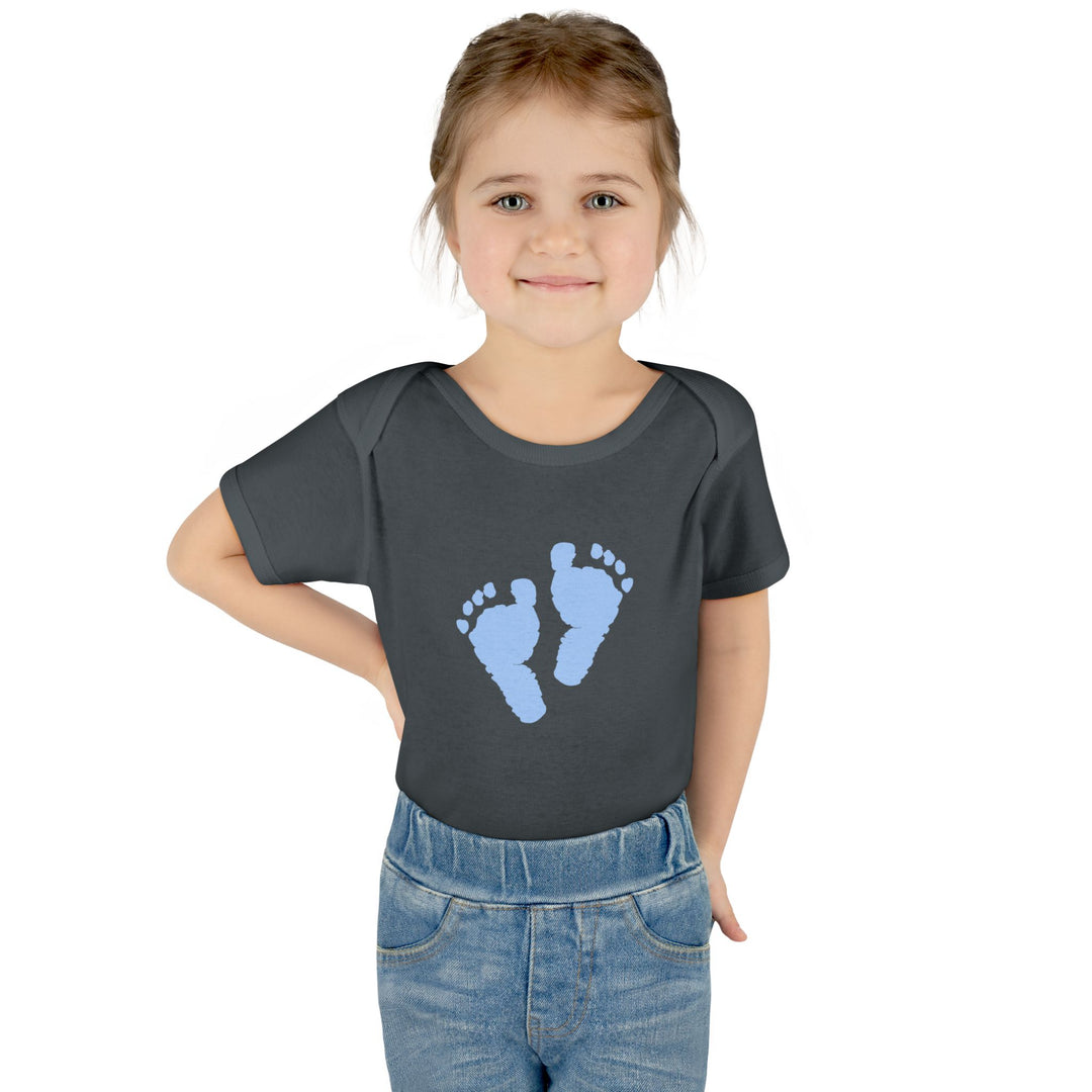 Baby Feet Acrostic Poem Baby Bodysuit - Blue Footprints