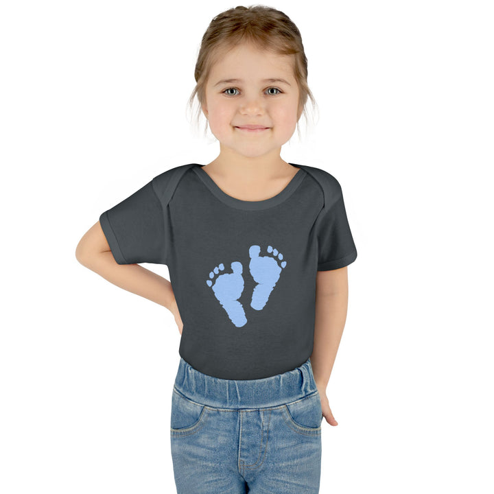 Baby Feet Acrostic Poem Baby Bodysuit - Blue Footprints