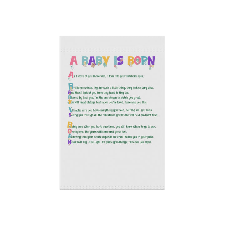 A Baby is Born Acrostic Poem outdoor/Garden Banner