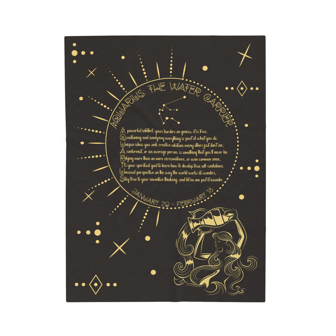 Written in the Stars Velveteen plush blanket with acrostic poem "Aquarius"