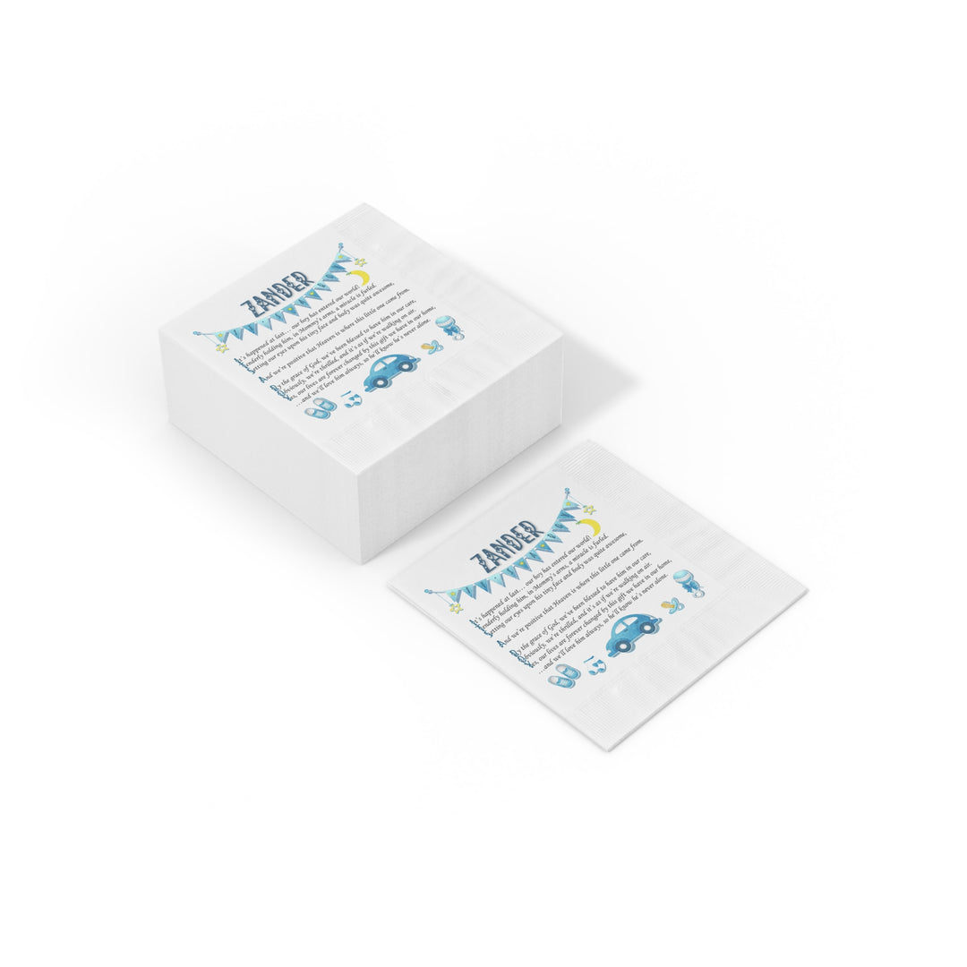 It's a Boy White Coined Napkins - Personalized