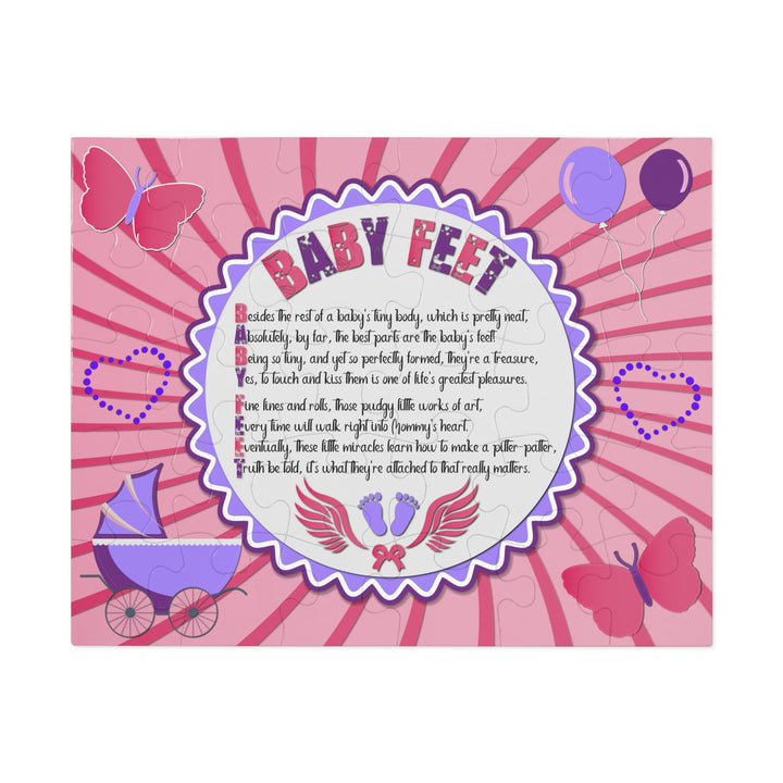 Baby Feet Acrostic Poem Puzzle - Baby feet - Pink-Wings - Tin Box