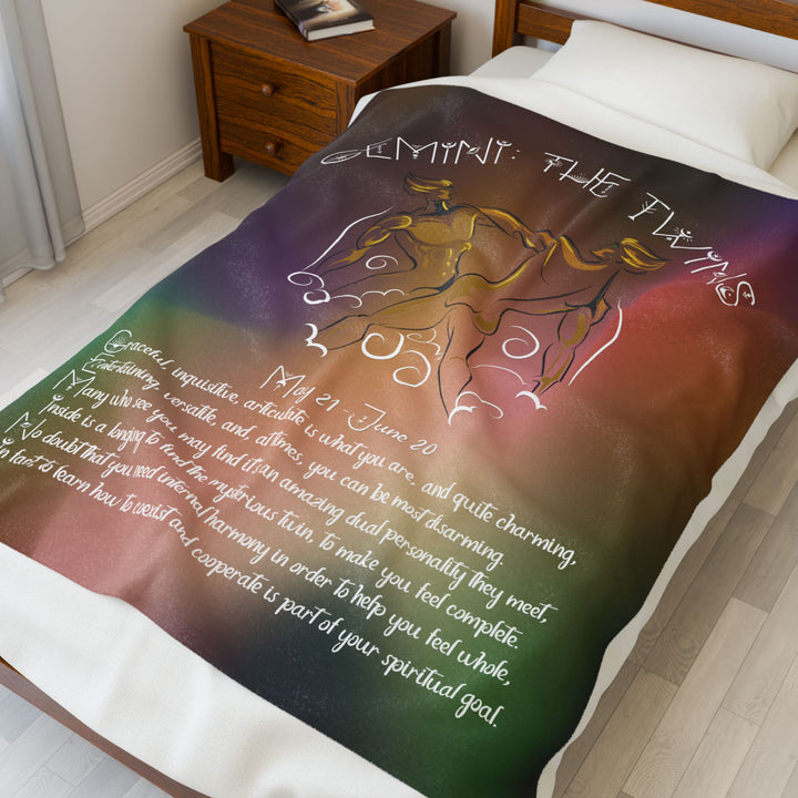 Gemini Acrostic Poem Velveteen Plush Blanket
