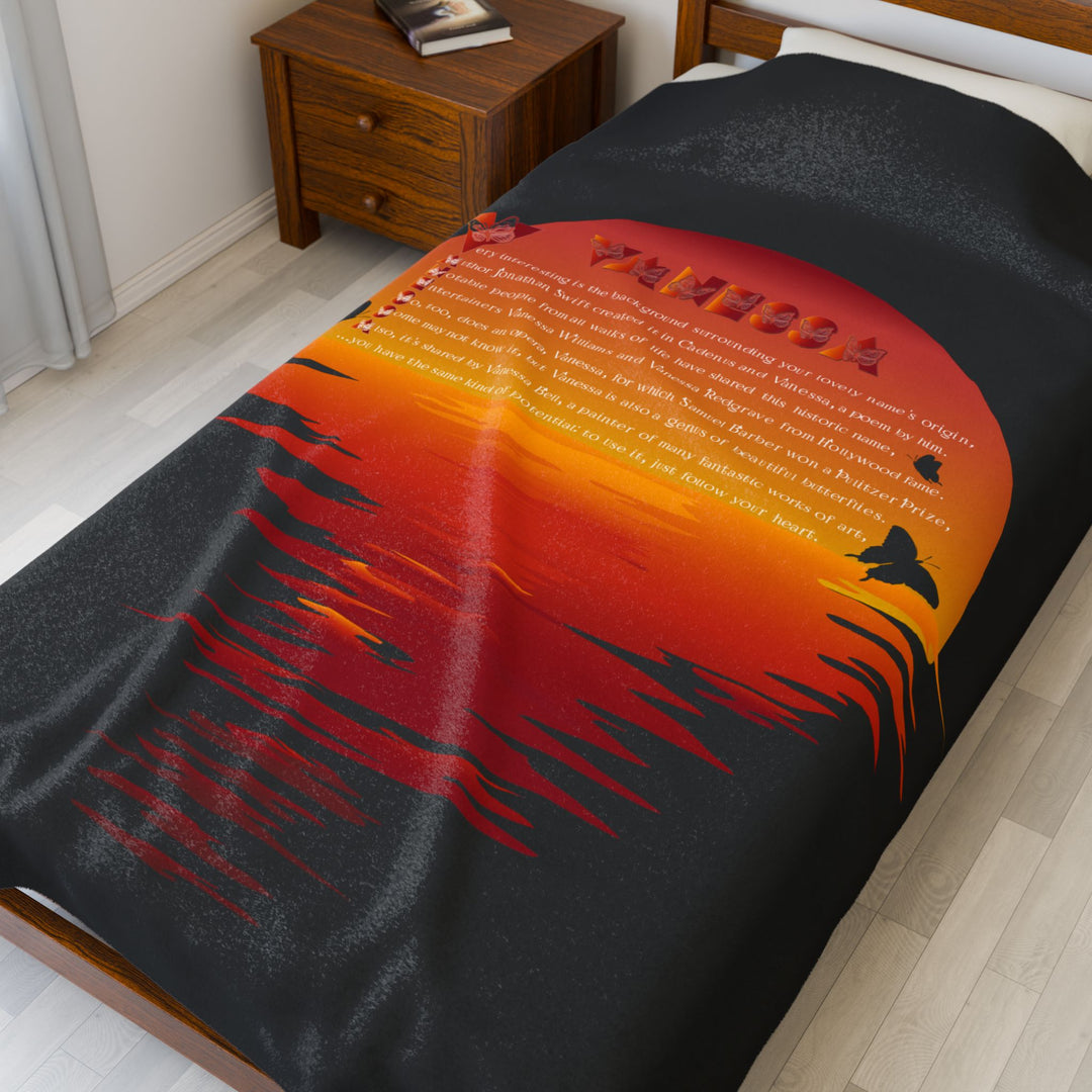 Namesakes  Acrostic Poem on Velveteen Plush Blanket - Sunset Reflection