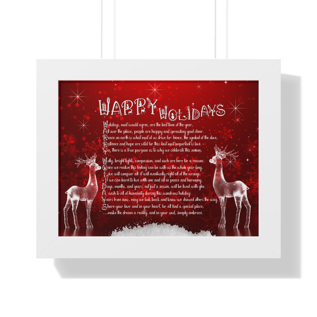 It's Just a Phrase "Happy Holidays" Framed Horizontal Acrostic Poem Poster