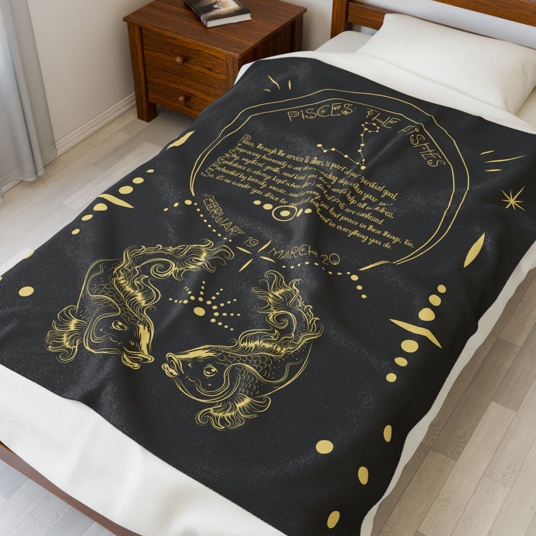 Pisces Acrostic Poem Velveteen Blanket