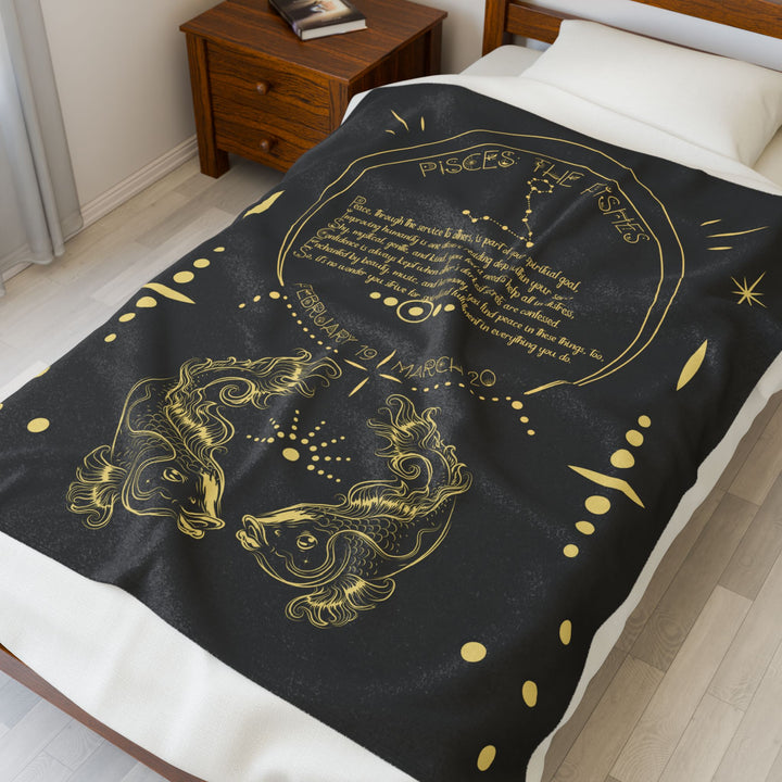Pisces Acrostic Poem Velveteen Blanket