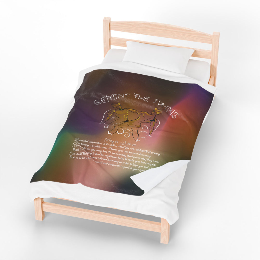 Gemini Acrostic Poem Velveteen Plush Blanket - Colored