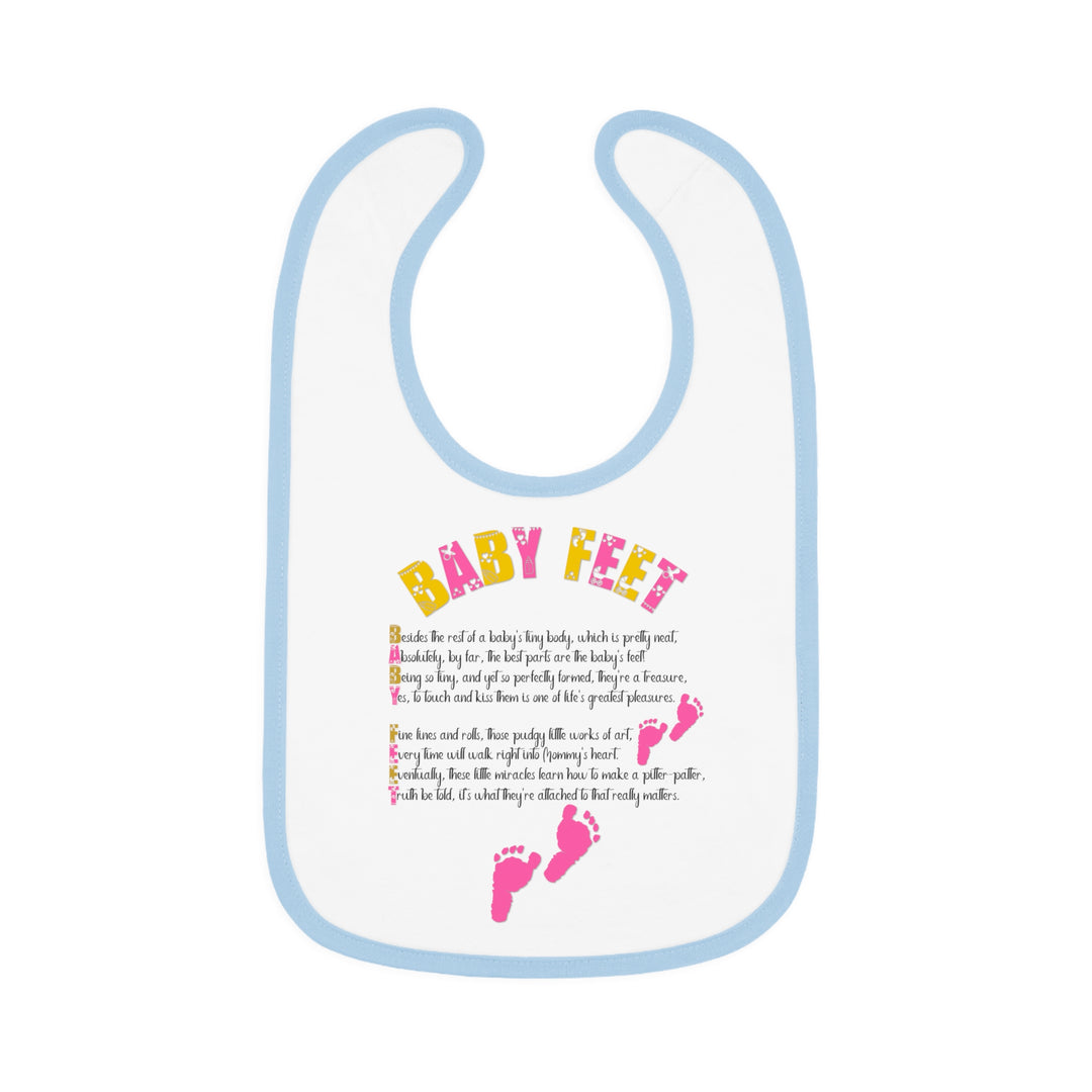 "Baby Feet" Acrostic Poem  Contrast Trim Jersey Bib - Pink Footprints