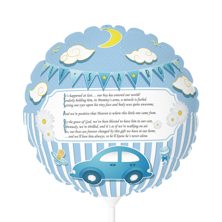 It's a Boy 11" Acrostic Poem Balloon  -  Stripes-Car No Personalization