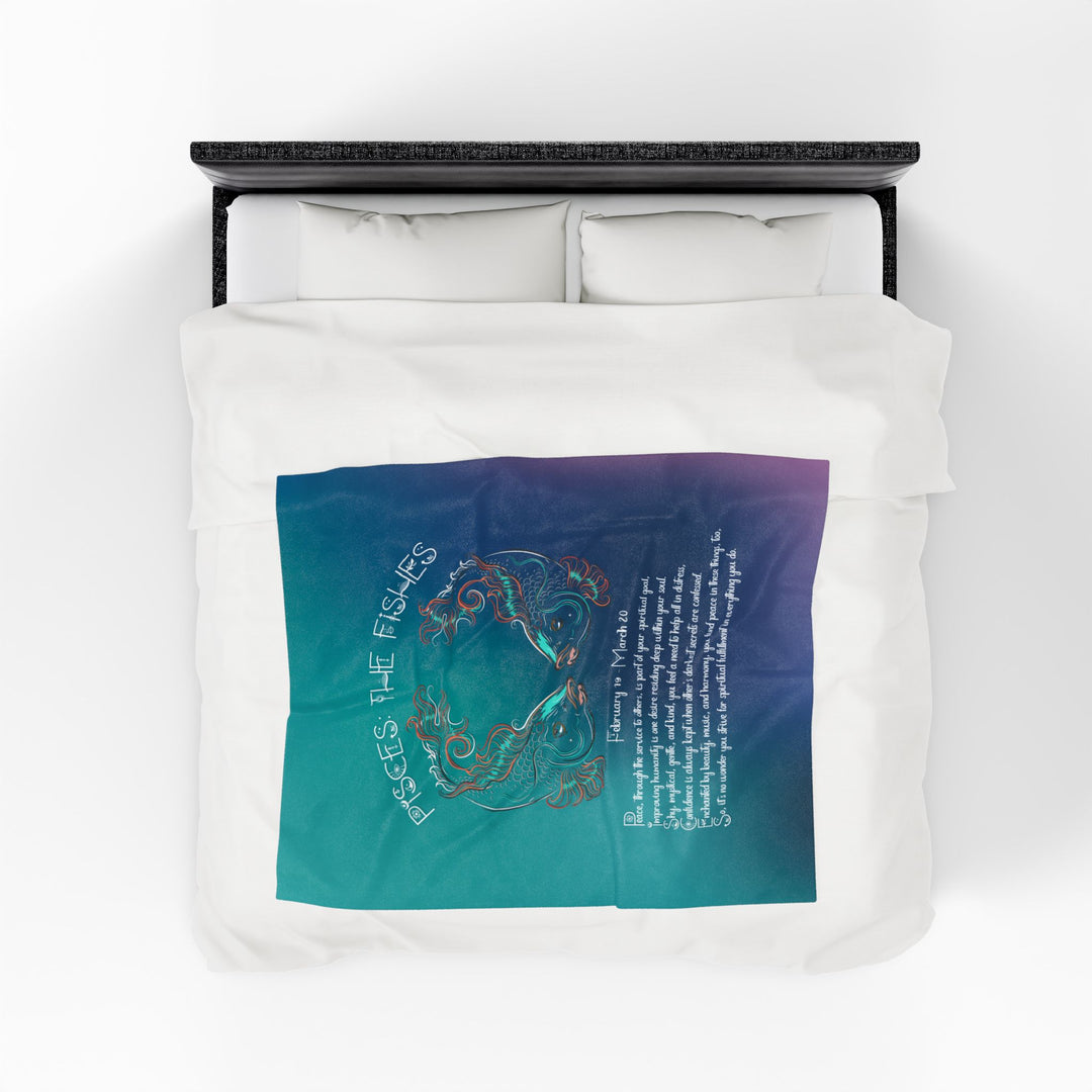 Pisces Acrostic Poem Velveteen Plush Blanket - Colored