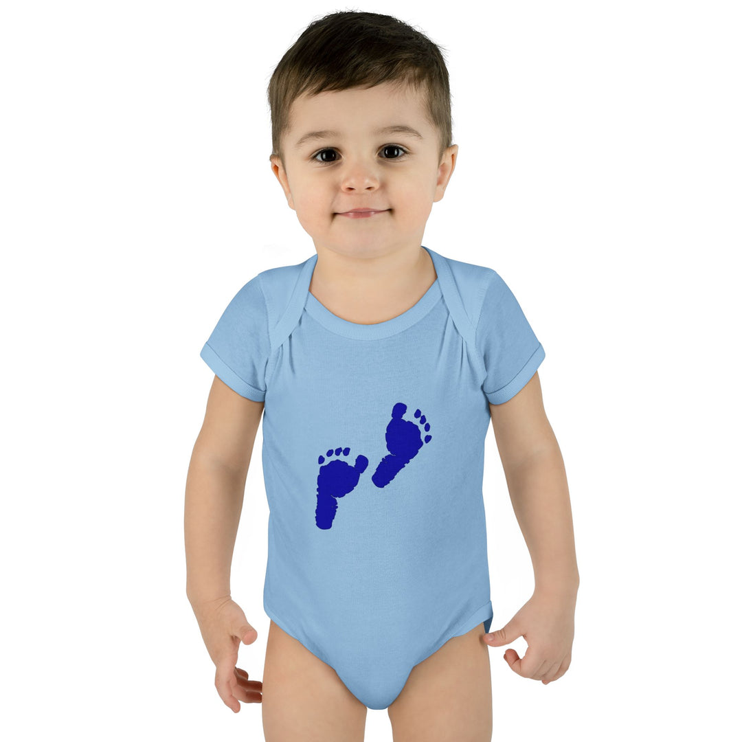 Baby Feet Acrostic Poem Baby Bodysuit - Blue Footprints