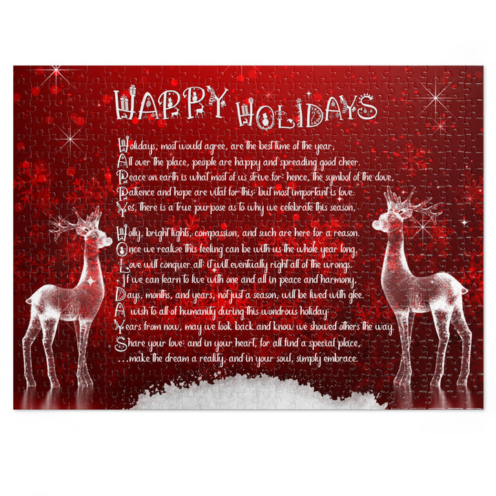 Happy Holidays Acrostic Poem Puzzle - Deer and Snow - Tin Box