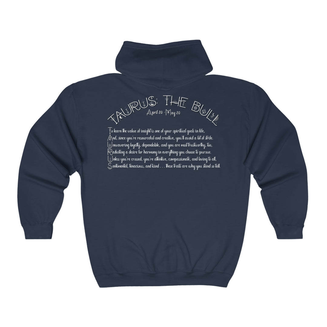 Written in the Stars Unisex Full Zip Hooded Sweatshirt - Taurus