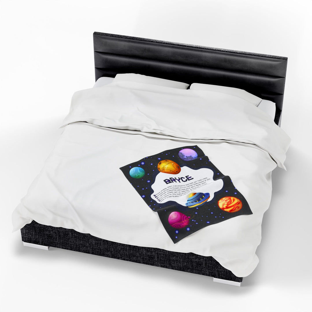 Namesakes Acrostic Poem Velveteen Plush Blanket - Space Design