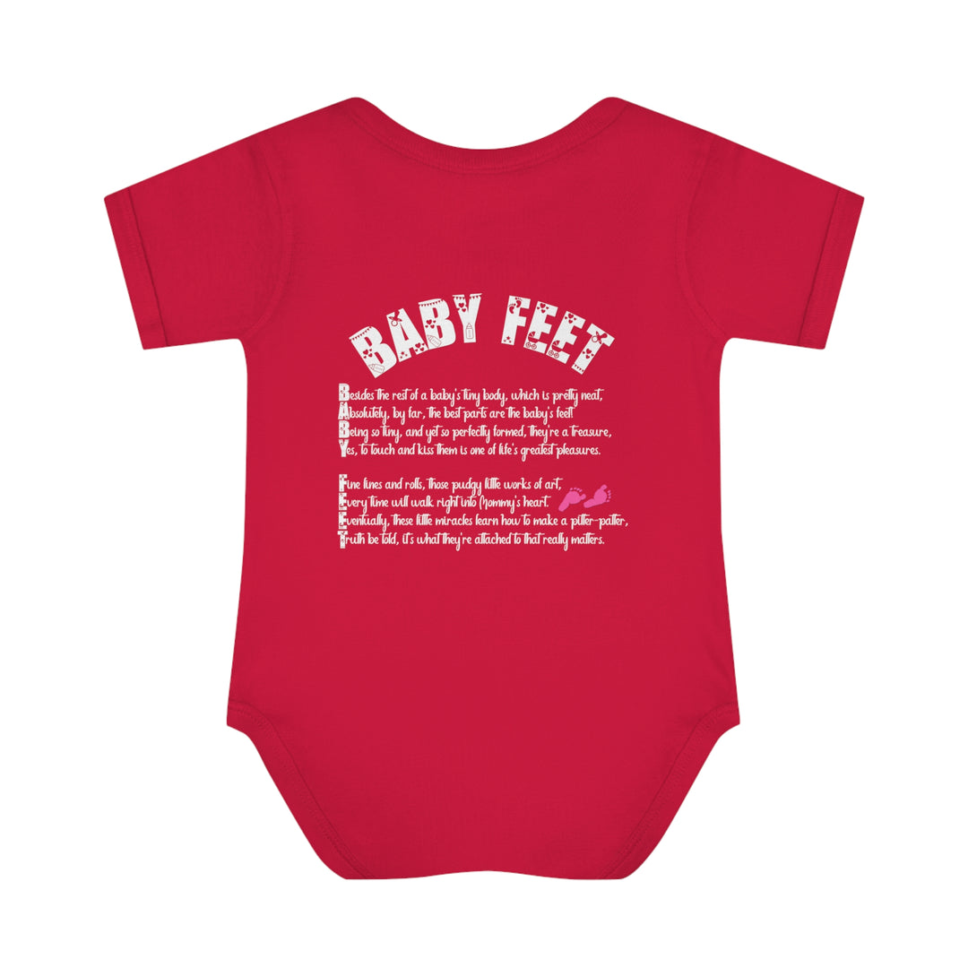 Baby Steps "Baby Feet" Acrostic Poem Bodysuit - Pink Footprints