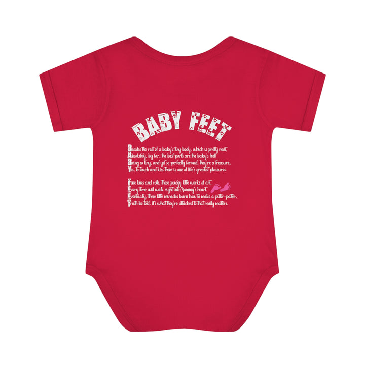 Baby Steps "Baby Feet" Acrostic Poem Bodysuit - Pink Footprints